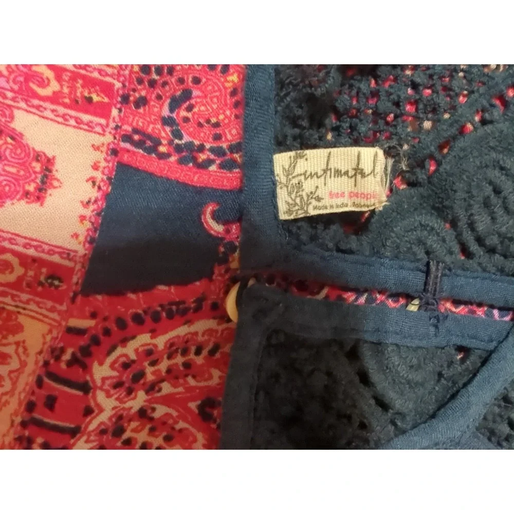 Intimately Free People Halter Crochet Tank Top Paisley Womens S Boho Hippie